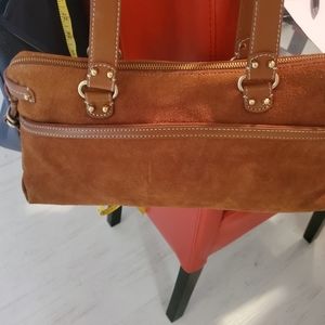 ANTONIO MELANI SUEDE SHOULDER HANDBAG BRN NEW